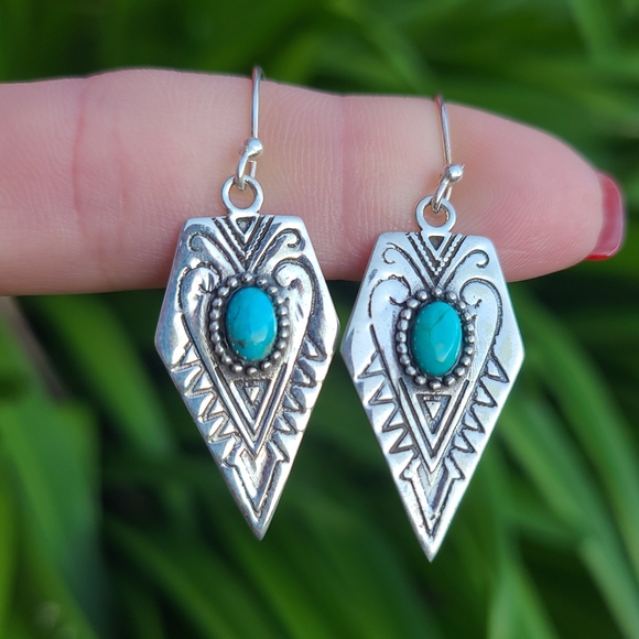 Handmade Jewelry - Blue Mohave Turquoise 925 Earrings